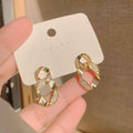 Diamond Micro-inlaid Female Ear Rings - Gold Micro Inlay - electronic accessories