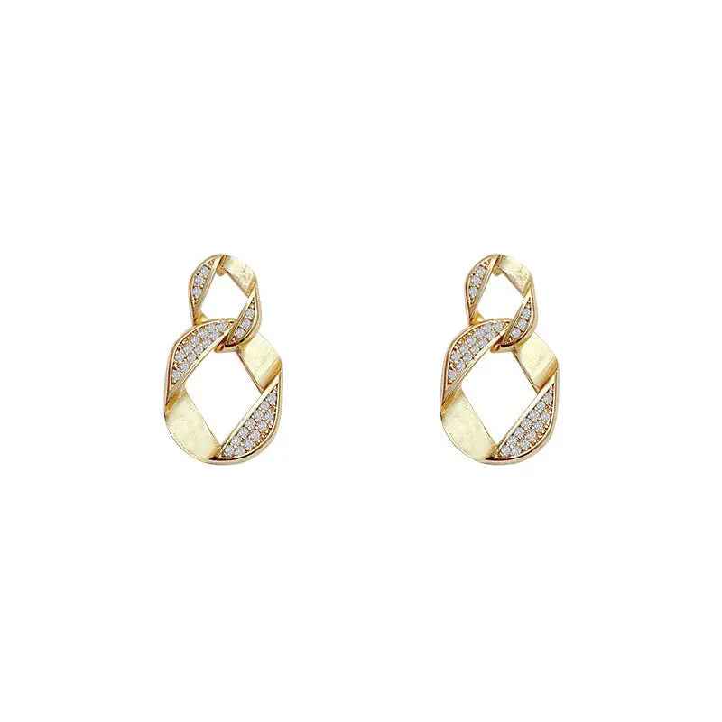 Diamond Micro-inlaid Female Ear Rings - Gold Micro Inlay - electronic accessories
