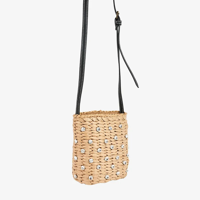 Diamond Woven Straw Bag Summer Travel Beach Bags for Women - 1