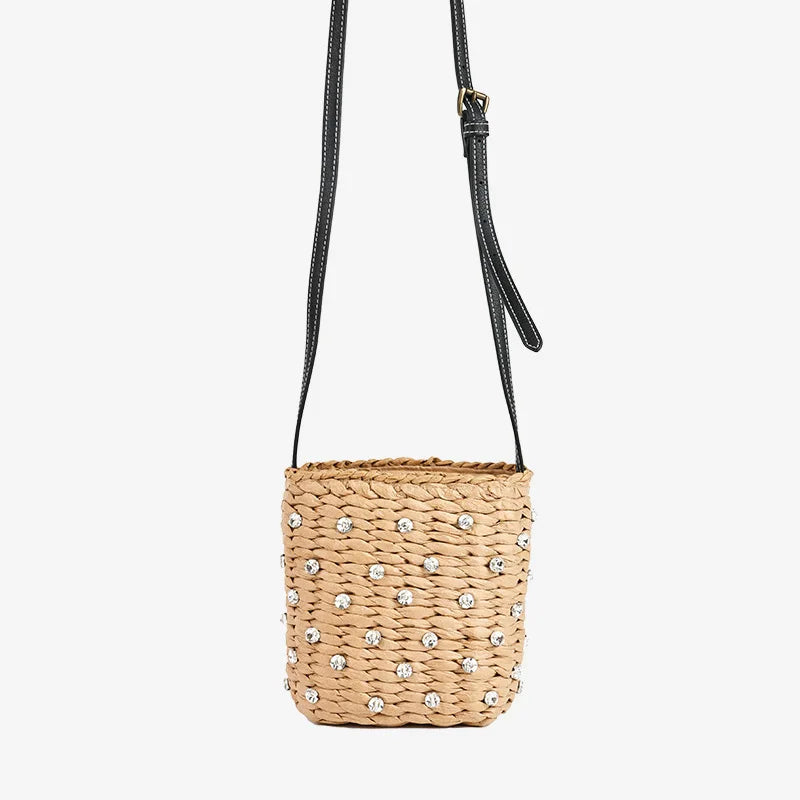 Diamond Woven Straw Bag Summer Travel Beach Bags for Women - 1