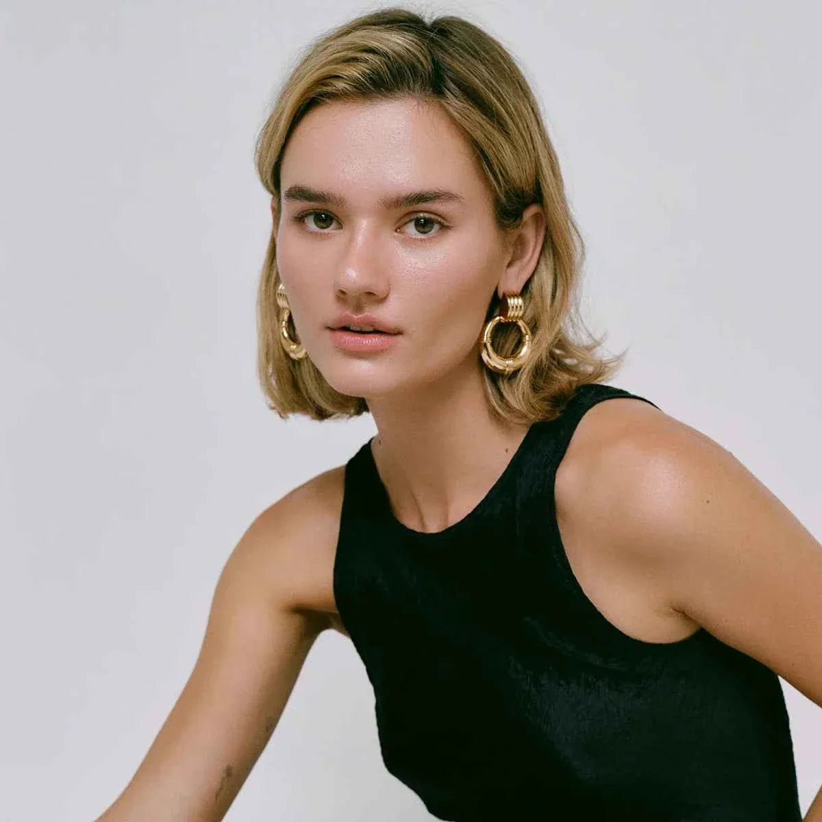 Double Hoop Stud Earrings