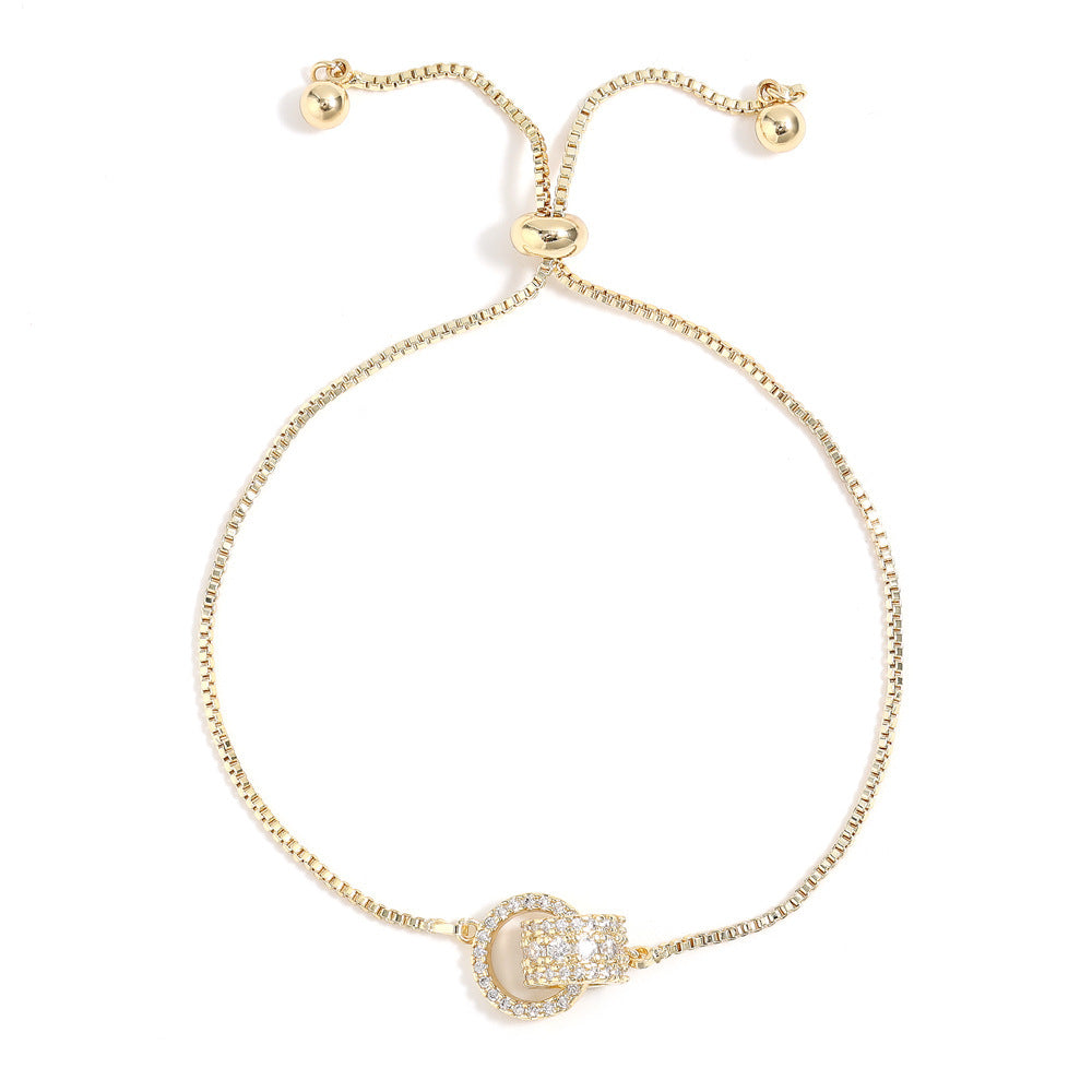 Double Ring Micro Necklace Simple Women’s Fashion - White Gold Plated - electronic accessories