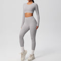 Double-sided Nylon Brushed Nude Feel Tight Exercise Yoga Clothes Suit - Frost Gray / L - Other