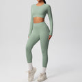 Double-sided Nylon Brushed Nude Feel Tight Exercise Yoga Clothes Suit - Basil Green / L - Other