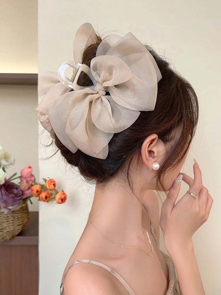 Dream Pleated Mesh Hairpin - khaki color