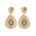 Drop-shaped Micro-inlaid Turquoise Pleated Ear Studs - electronic accessories