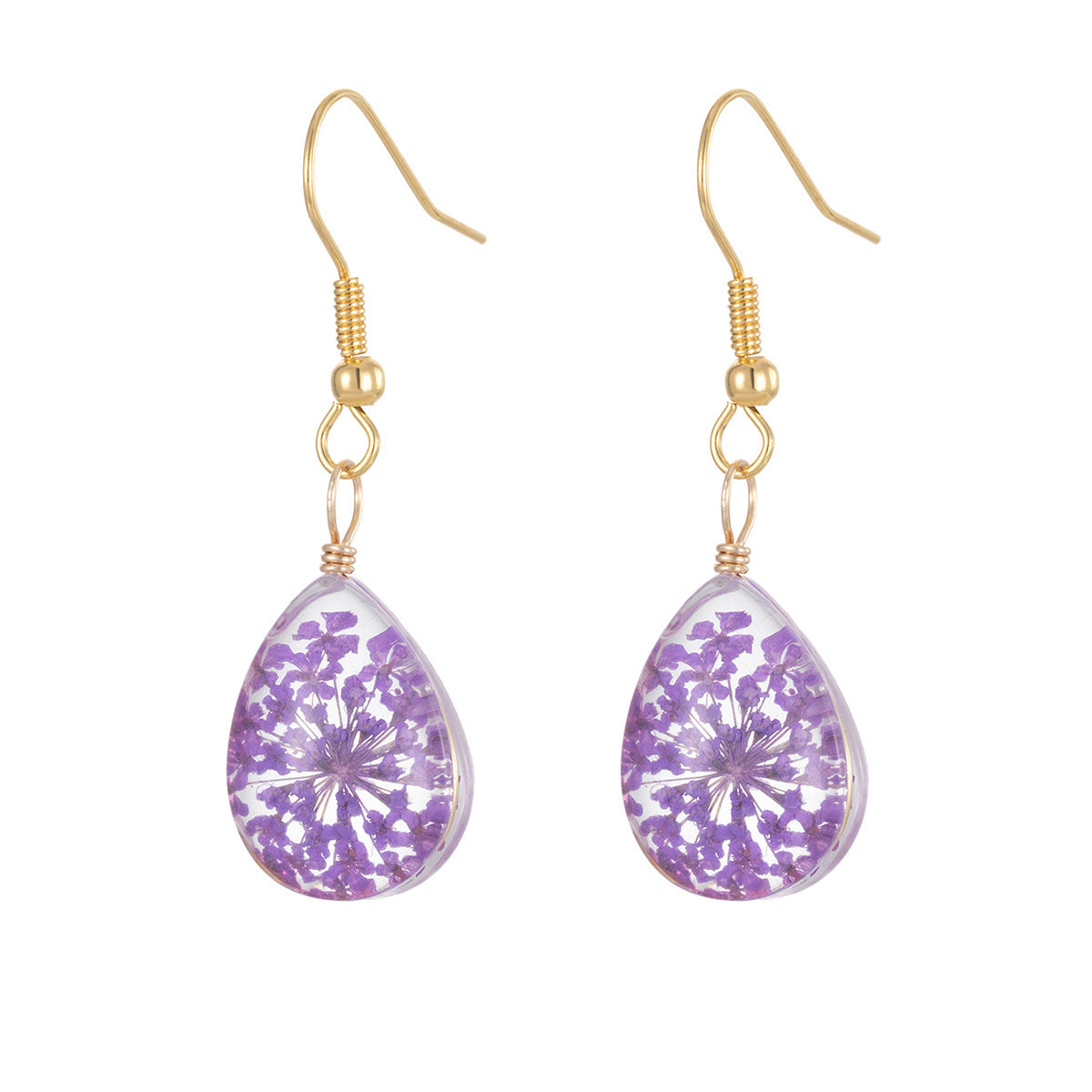 Drop-shaped Transparent Dream Glass Ball Earrings - Purple - electronic accessories