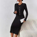 Front Button Cropped Top And Slim Fit Dress - Norellé