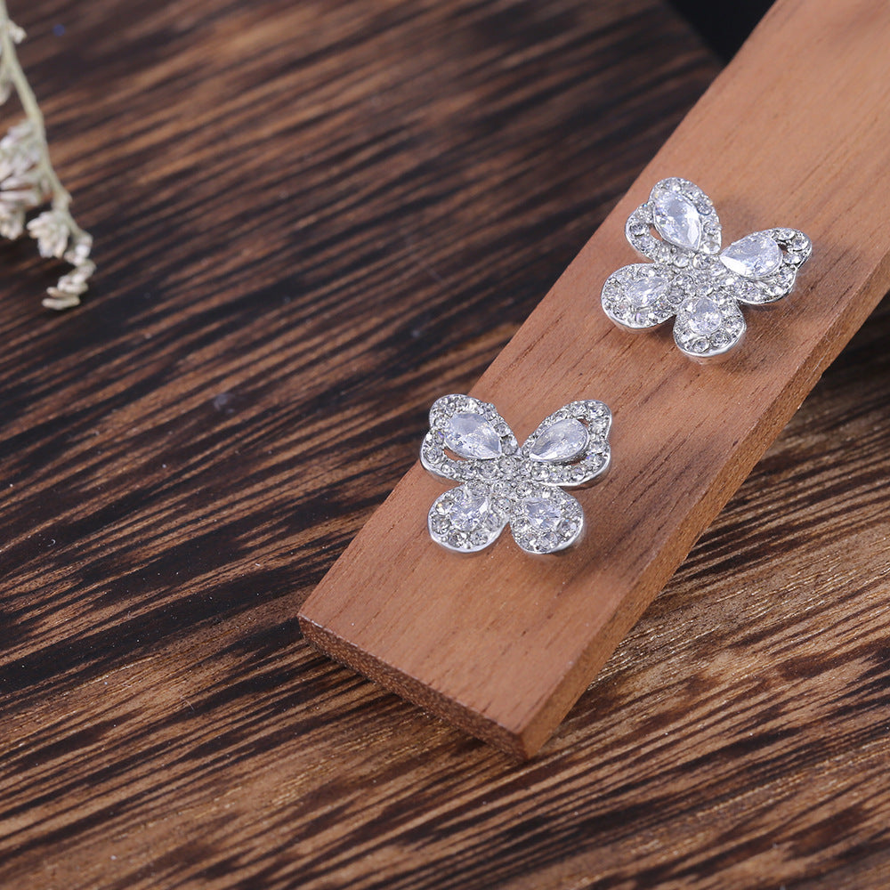 Girl Copper Spot Drill Butterfly Earrings - Norellé