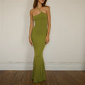 Solid Color Simple One Shoulder Backless Fishtail Dress - Norellé
