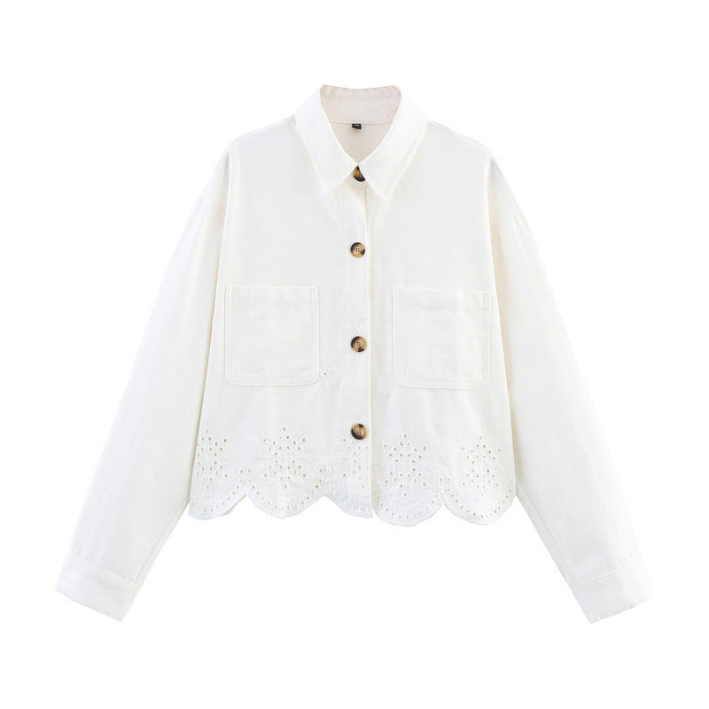 Hollow Embroidered Jacket Wide Leg Trousers - Norellé