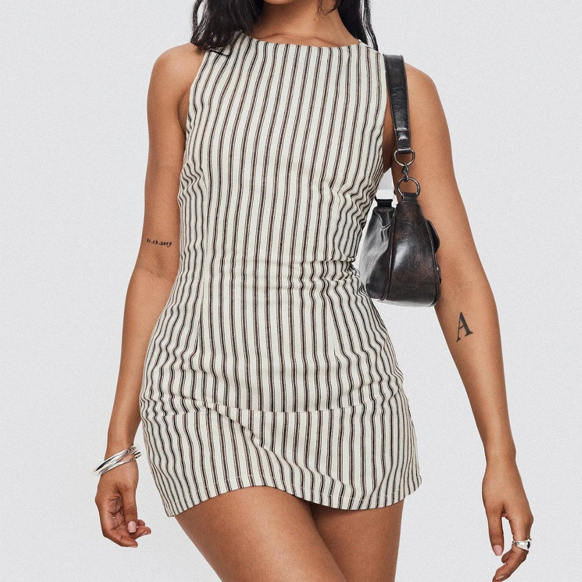 Round-neck Comfortable Casual Striped Sleeveless Dress - Norellé