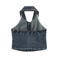 Big Backless Lapel Halter Denim Camisole - Norellé