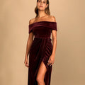 Women's Personalized Velvet Off-shoulder Dress - Norellé