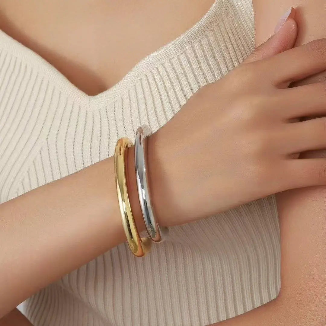 Electroplated CCB Simple Bracelet Cylindrical Three-dimensional For Women - electronic accessories