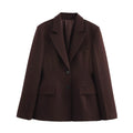 Elegant Blazer Women Brown Suit Jacket - Only / XS