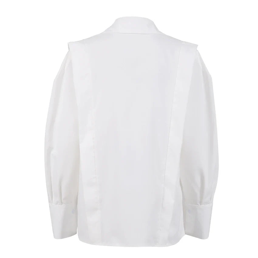 Elegant Cotton Lapel White Shirts Female