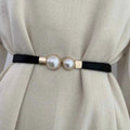 Elegant Double Pearls Buckle Elastic Women Belts
