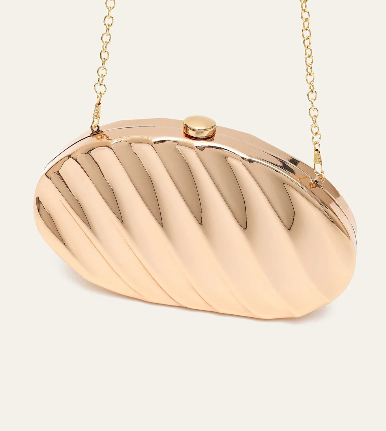 Elegant Exquisite Glossy Iron Metal Case Clutch - GOLD