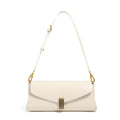 Elegant Genuine Leather Bag for Women - Creamy-white / 27 x7 x 12 cm
