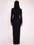 Elegant Hollow Out Long Sleeve Maxi Dress For Women