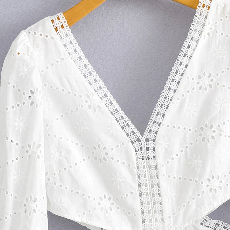 Elegant Lace Hollow Out Mini Dress