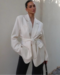Elegant Lapel Belt Blazers Coat Women