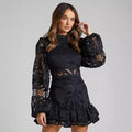 Elegant Long Sleeve Lace Mini Dress Women