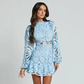 Elegant Long Sleeve Lace Mini Dress Women