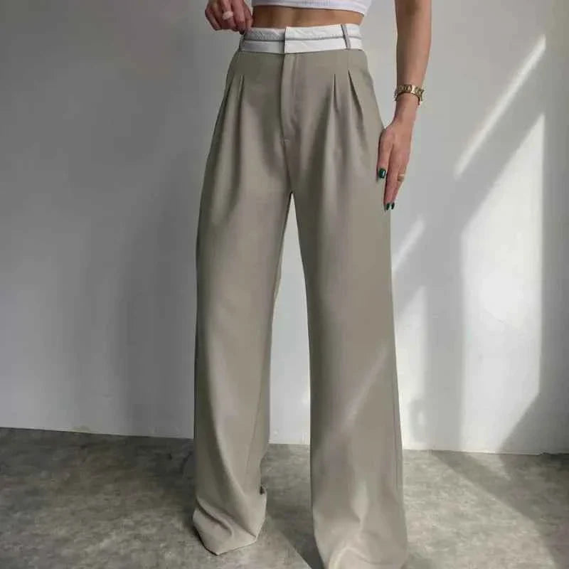 Elegant Loose Gray Women Pants