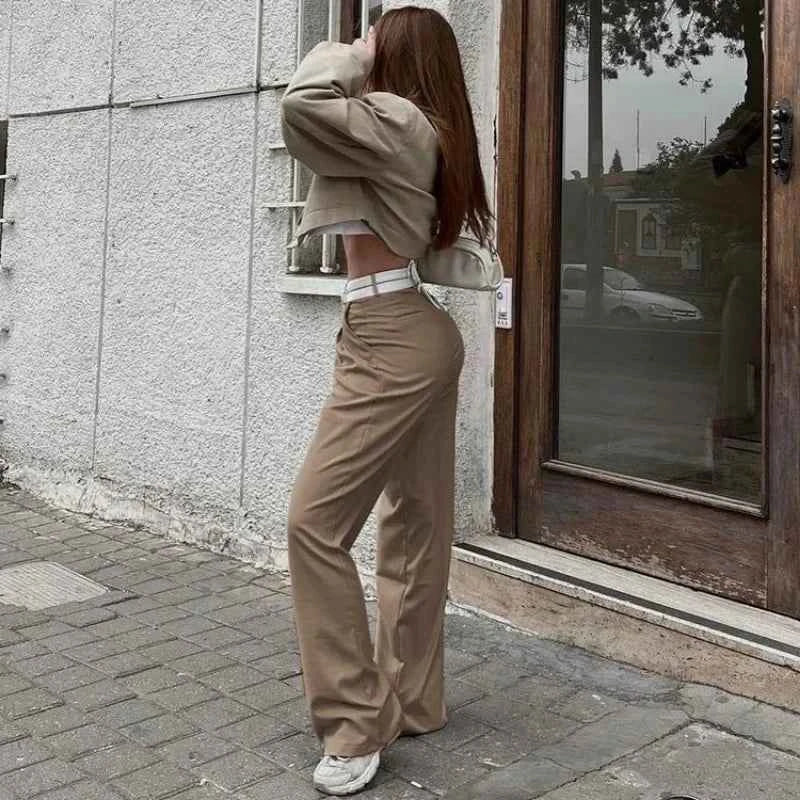 Elegant Loose Gray Women Pants