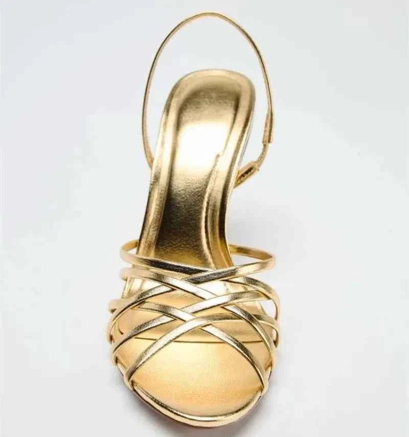 Elegant Narrow Cross-Strap Design Thin Heeled Sandals Women