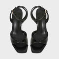 Elegant Patent Leather Ankle Strap Buckle Heeled Sandals