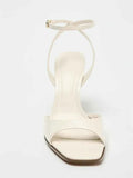 Elegant Patent Leather Ankle Strap Buckle Heeled Sandals