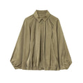 Elegant Pleated Green Oversize Bomber Jacket - green / M