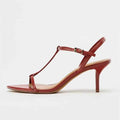 Elegant Red Ankle-Wrap Narrow Buckle Thin Heeled Sandals