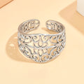 Elegant Retro Style Hollow Pattern Open Stainless Steel Ring For Women - electronic accessories