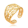 Elegant Retro Style Hollow Pattern Open Stainless Steel Ring For Women - electronic accessories
