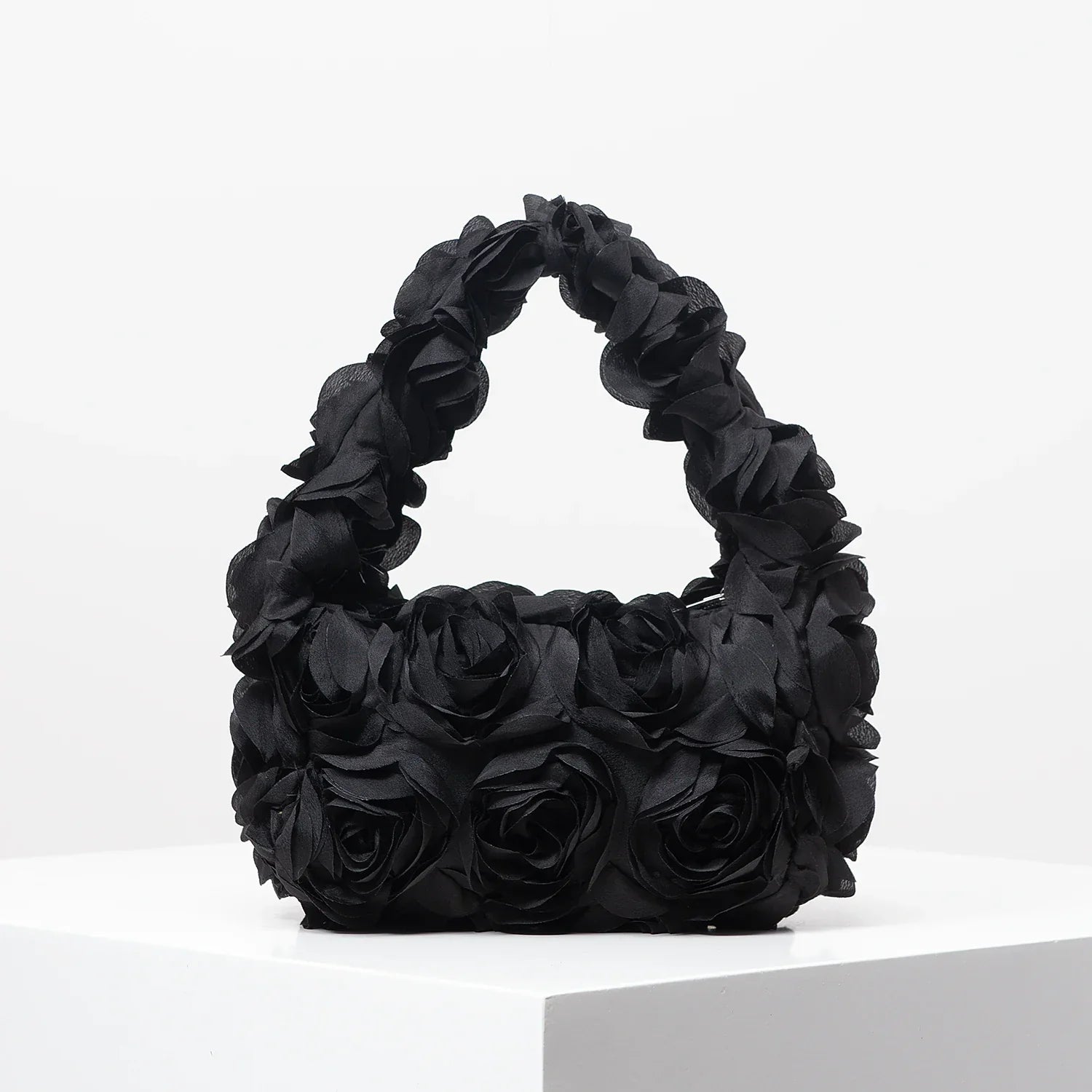 Elegant Rose Handbag - black