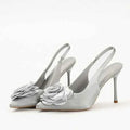 Elegant Satin Flower Designer Heels Women