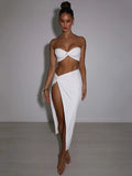 Elegant Strapless Two Piece Set Women Sleeveless Crop - Other