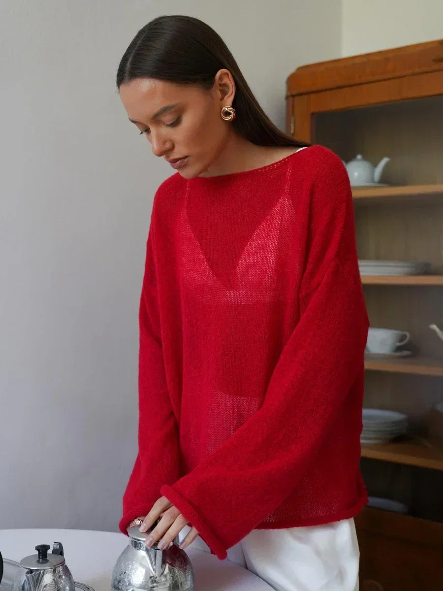 Elegant Sweater Women - Red / L
