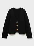 Elegant V-neck Solid Knitted Cardigan For Women