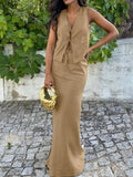 Elegant Vest Skirt Two Piece Set Women