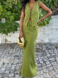 Elegant Vest Skirt Two Piece Set Women