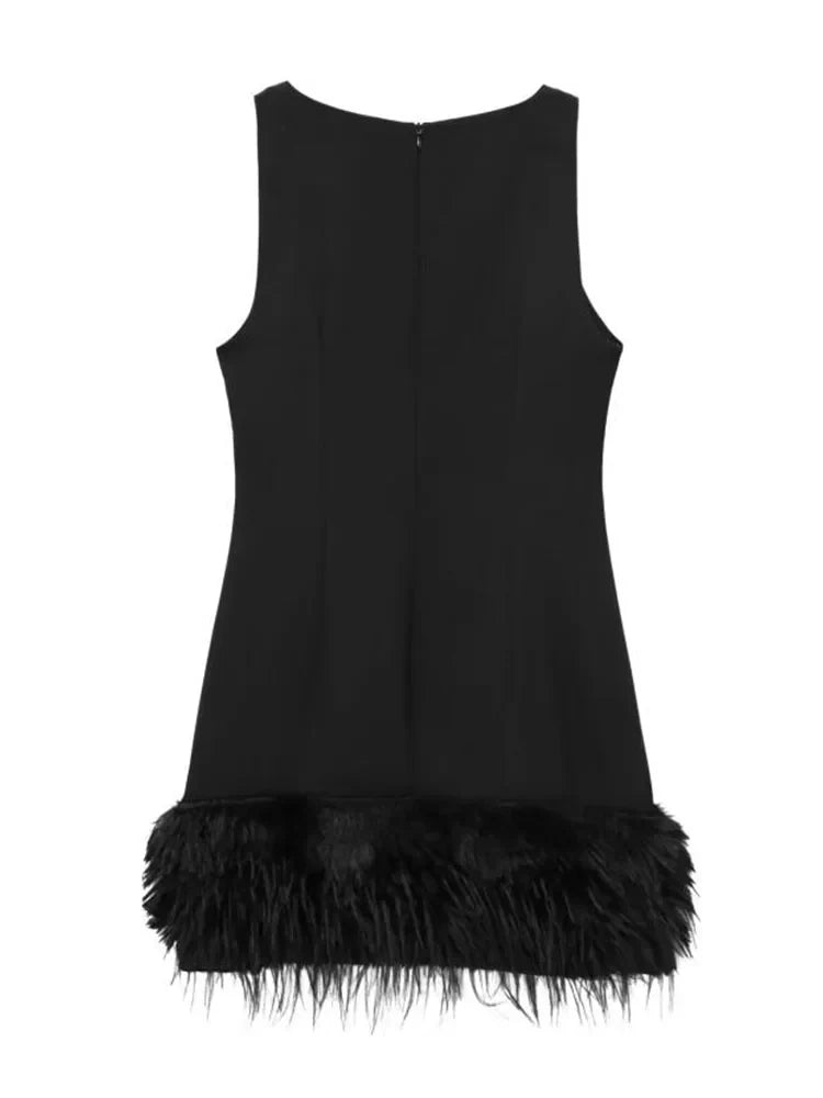Elegant Women Feathers Mini Dress - Other