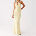 Elegant Women Long Dress - Yellow / M