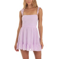Elegant Women Summer Lace Floral Patchwork Corset Mini Dress - Lavender / S