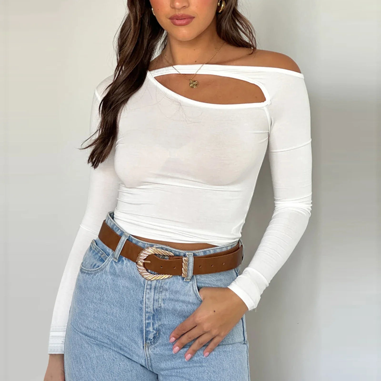 Elegant Women’s Asymmetric Cropped Top