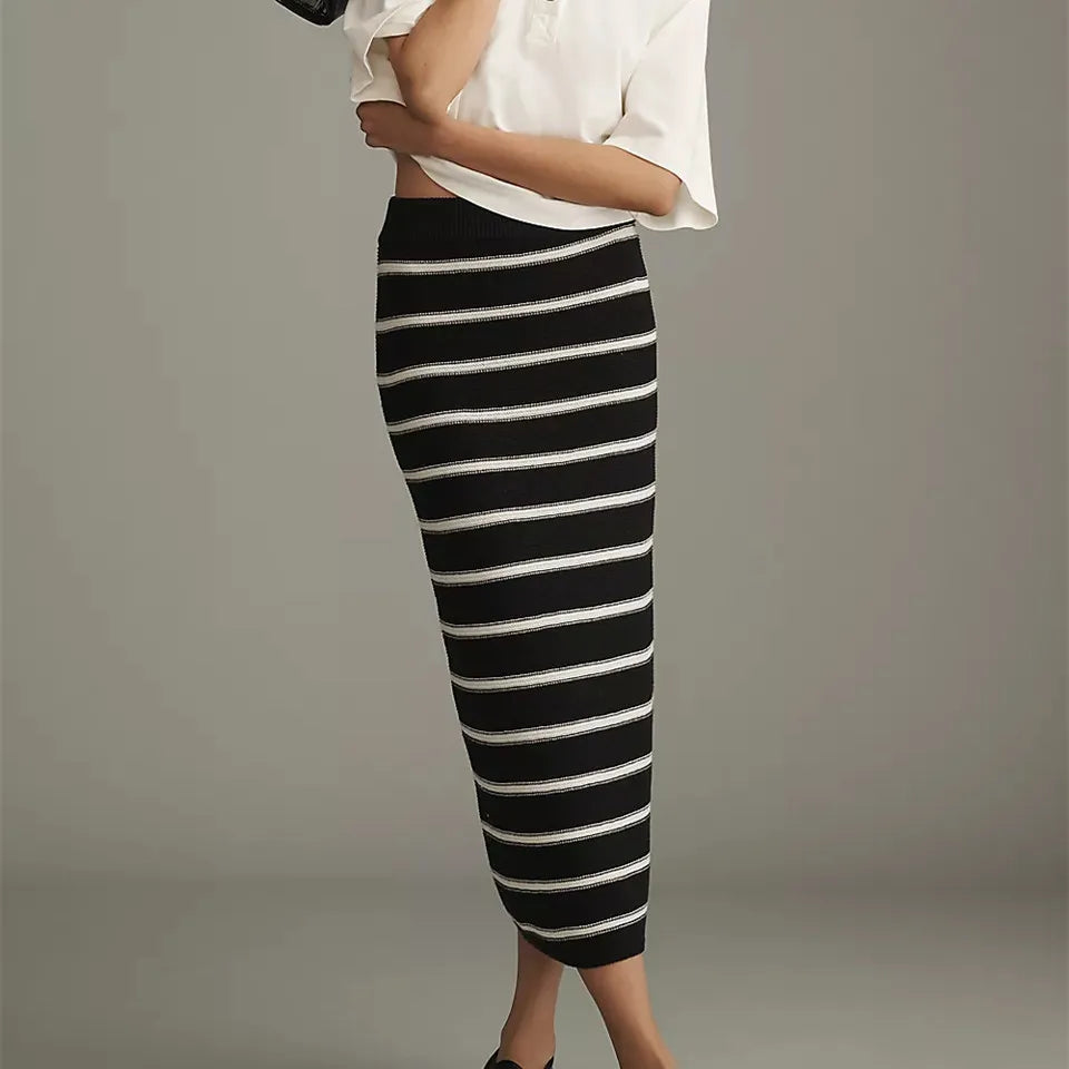 Elegant Women’s Long Knit Skirt Slim Fit - A / L
